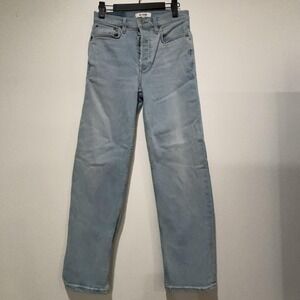 RE DONE Jeans Womens 25 Light Blue 70s Stove Pipe High Rise Straight Button Fly